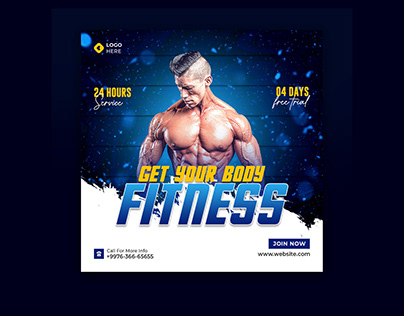 Fitness and workout social media post design