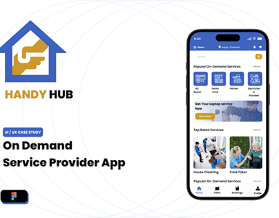 HANDY HUB - On Demand Service App | UI UX Case Study