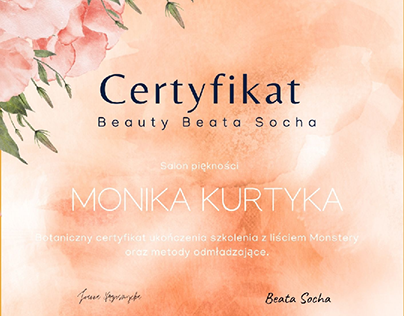 Certyfikat Szkolenia Beauty Mit