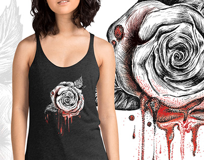 Bleeding Rose Graphic Illustration - tee design