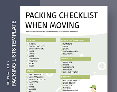 Free Editable Online Moving Packing List Template