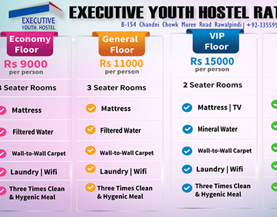 hostel room rate list