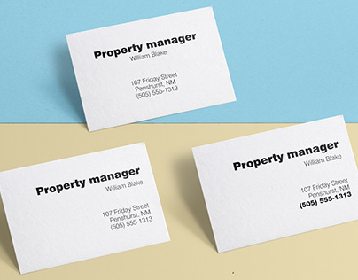 Simple business card with different text alignment