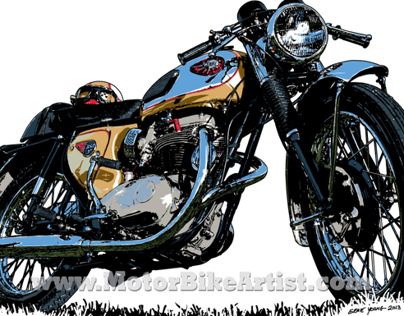 BSA LIGHTNING CLUBMAN vintage motorcycle drawing