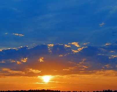 Orange and blue sunset in sweden