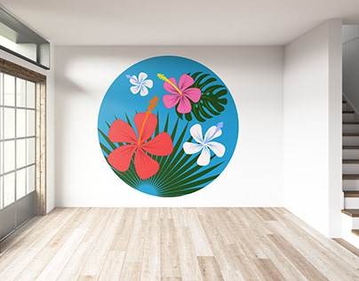 Tropical Hibiscus - Illustration in Adobe Illustrator