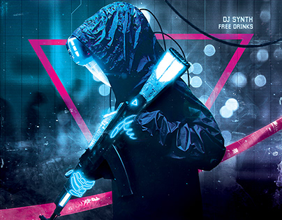 Synthwave Flyer v6 Cyberpunk Neon Retrowave