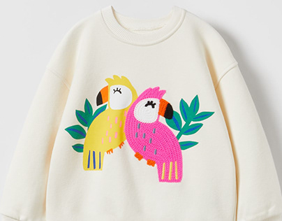 Crochet Parrots Sweatshirt for Zara Baby SS23