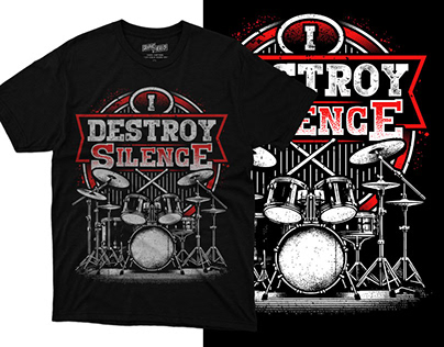 I destroy silence.. drummer t shirt design