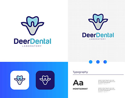 DeerDental logo design. Deer with teeth logo