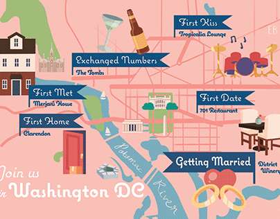 Washington DC Map Wedding Invitation