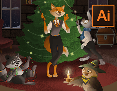 Wizard Animals meet Christmas at Hogwarts.