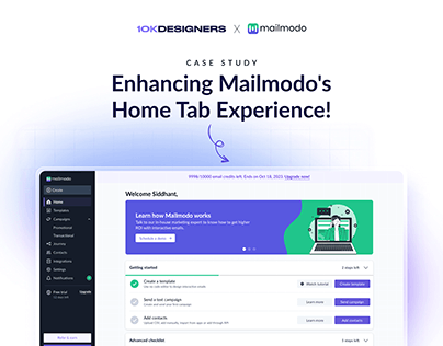Project thumbnail - Enhancing Mailmodo's Home Tab Experience - Case Study