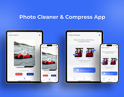 Photo Cleaner & Compress Responsive iOS App Design