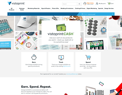 Vistaprint Cash Webpage