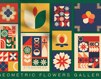Geometric Retro Floral Poster Creator