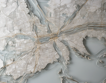 Map Engraved Fiber Glass Artwork