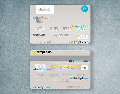 Liechtenstein Valartis Bank visa debit card template