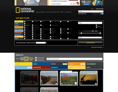 Plan de site interactif du National Geographic