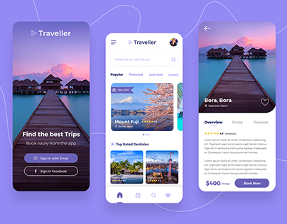 Travel App Booking Prototype UI Design