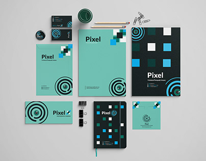 design pixel company business card pixel note book.