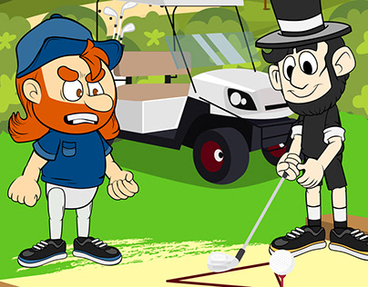 Abraham Lincoln and his friends play minigolf