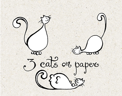 3 cats on paper