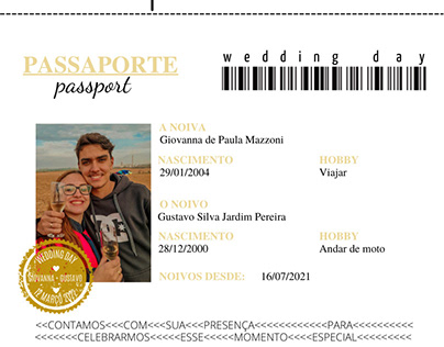 Design Convite para Padrinhos - Passport