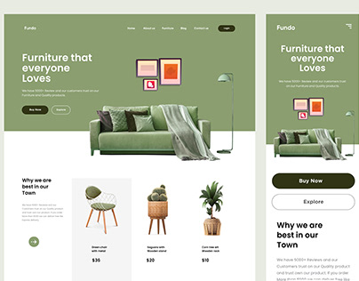 Furniture Landing and mobile app design