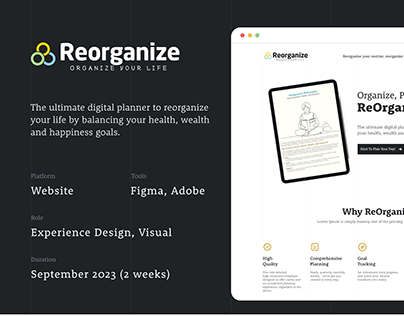 Reorganize (Digital Planner) - UX Case Study - Website