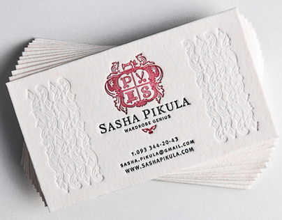 Letterpress business cards for Sasha Pikula