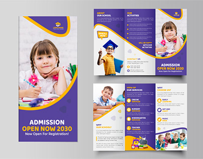 Education School Trifold Brochure Design Template