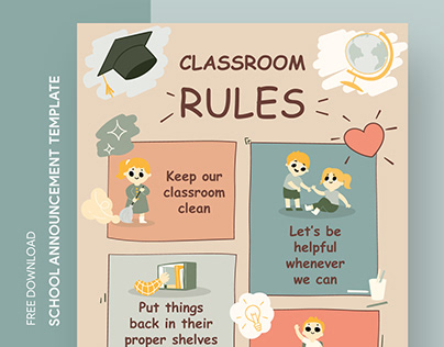 Free Positive Classroom Rules Announcement Template