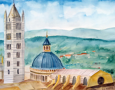 Watercolor. Siena, Italia