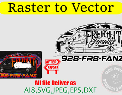 Vector logo FREIGHT FANATICS Raster to vector Design