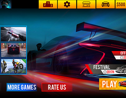 3D Sports Car Racing Game UI