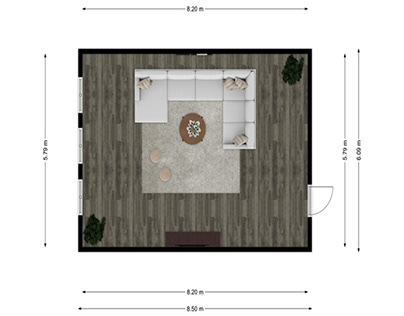 Living room layout 2D &3D