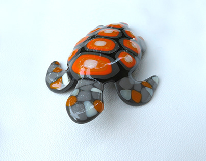 Fused glass sea turtle