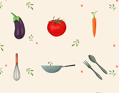 VEGETABLES AND KITCHEN TOOLS DRAWING