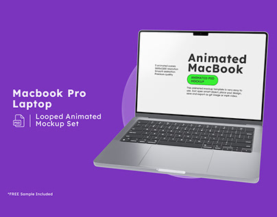 Animated Macbook Pro Laptop Mockup Set