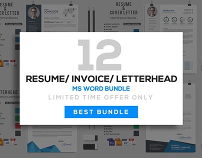 12 Resume/Letterhead/Invoice Bundle