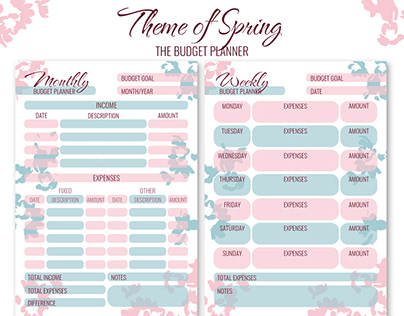 The budget planner for months and weeks