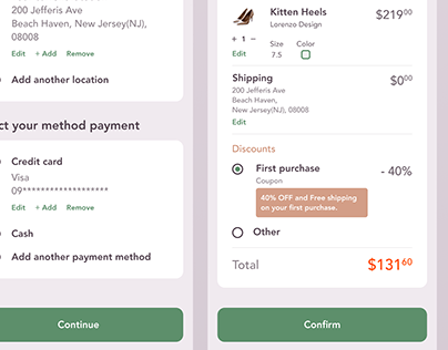 eCommerce user interface flow
