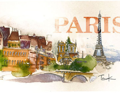 Paris Aifel tower France illustration