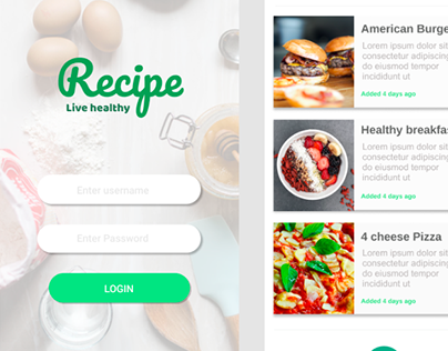 Recipe - Food app concept