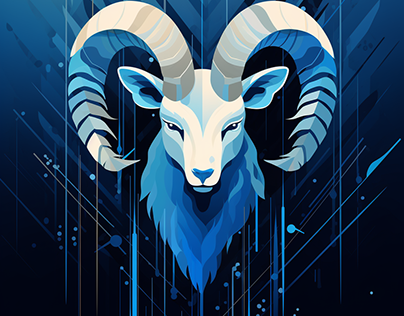 Abstract Zodiac Illustrations in Blue
