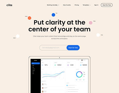 Website design for a project management tool