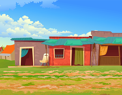 Village Background Design for 2d animation