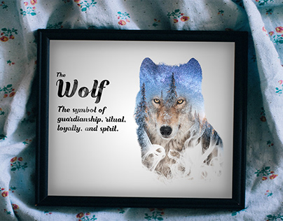 The Wolf Spirit Animal Double Exposure Art