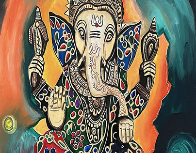Abstract Ganesh Hindu Paintings - ArtbyShree